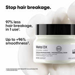L’Oréal Professionnel Metal DX Anti-Metal Sulfate-Free Cleansing Cream Shampoo & Mask 300ml+250ml | Professional Routine for Less Breakage, Get Strong & Shiny Hair | With Glicoamine | For Men & Women image 3 — view 3