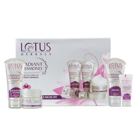 Lotus Herbals Radiant Diamond Cellular Radiance 5 in 1 Facial Kit with Diamond Dust & Cinnamon for Women & Men for All Skin Types 170g