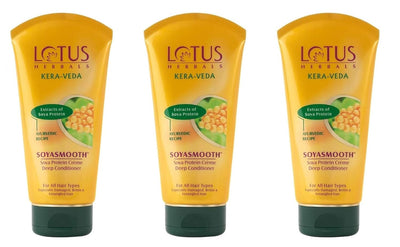 Lotus Herbals Soyasmooth Protein Creme Deep Unscented Conditioner, All Hair Type 150g x (3 Count)
