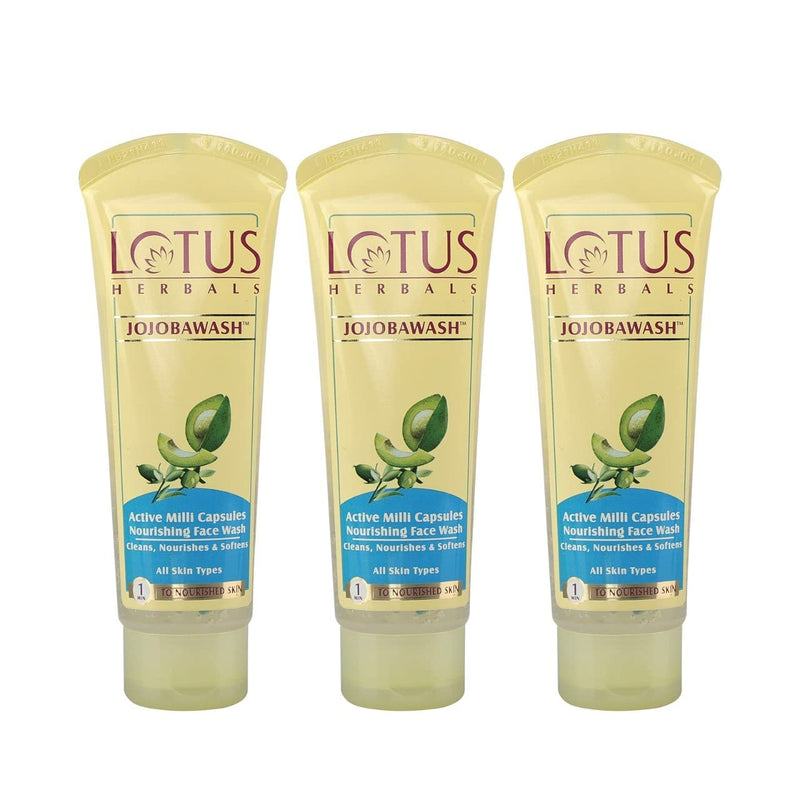 Lotus Herbals Jojobawash Active Milli Capsules Nourishing Face Wash | For All Skin Types | 120ml (Pack Of 3) - red