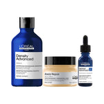 L'Oreal Professionnel Density Advanced Shampoo, Absolut Repair Mask & Serioxyl Advanced Leave-In Serum | Hair Growth + Damage Repair Kit | Renews density & increases volume | Softer & shinier hair - red — view 1