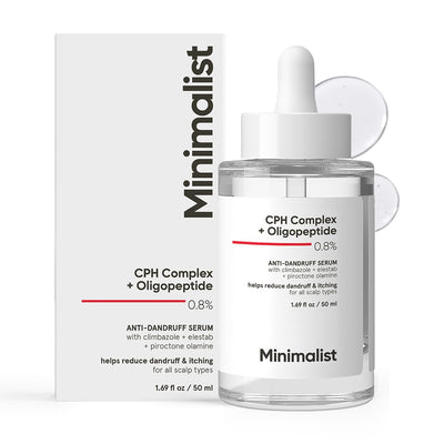 Minimalist Anti-Dandruff Hair Serum for Scalp | Pre Shampoo Treatment with CPH Complex & Oligopeptide 0.8% | With Elestab Advanced Anti Dandruff Molecule | For Women & Men | 50ml - red