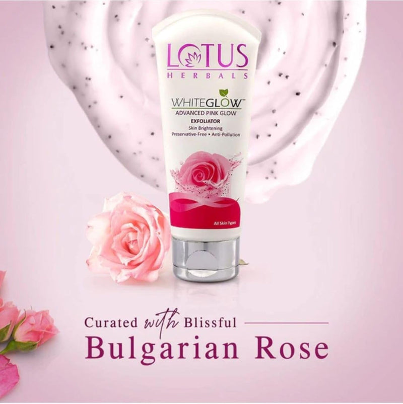 Lotus Herbals Purglow Advanced Pink Glow Day Cream_50g + Pink Glow Face Exfoliater_100g ( Set of 2 ) - pink