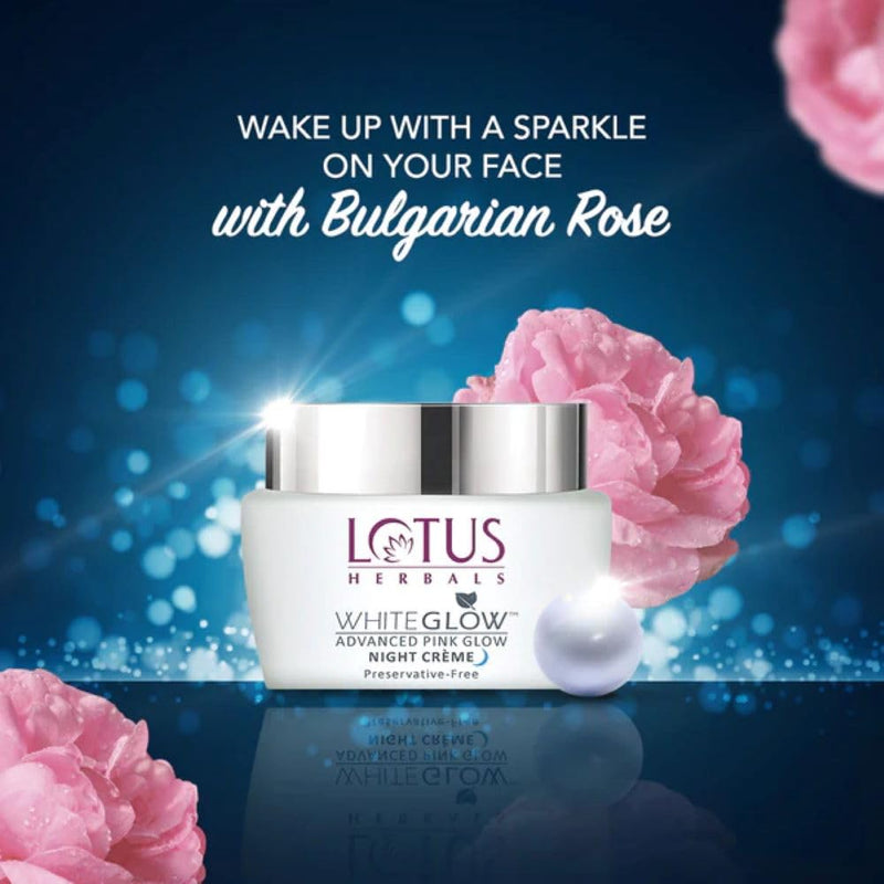 Lotus Herbals Whiteglow Advanced Pink Glow SPF 50 Night Crme For Deep Nourishment & Skin Brightening, Preservative Free, All Skin Types (50 G), 1 Count - orange