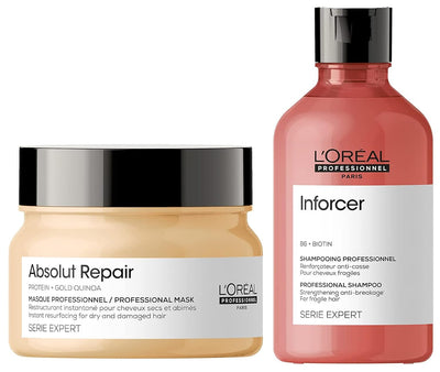 L’Oréal Professionnel Absolut Repair Hair Mask with Protein & Gold Quinoa for Dry and Damaged Hair, Serie Expert, 250gm - red
