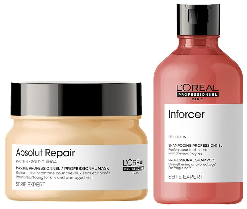 L’Oréal Professionnel Absolut Repair Hair Mask with Protein & Gold Quinoa for Dry and Damaged Hair, Serie Expert, 250gm - red