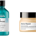 L'Oréal Professionnel Scalp Advanced Anti-Dandruff Dermo-Clarifier Shampoo 300 Ml & Liss Unlimited Hair Mask with Pro-Keratin for Rebellious Frizzy Hair.