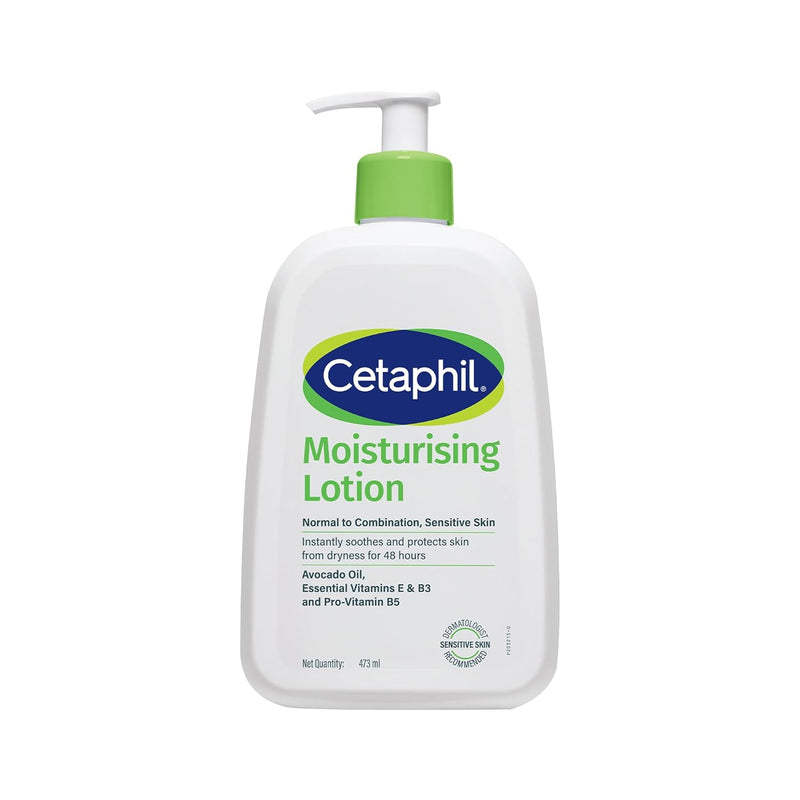 Cetaphil Moisturising Lotion 473 ml for Dry to Normal & Sensitive Skin | 48H Hydration with Niacinamide, Panthenol & Glycerin | Fragrance-Free, Non-Greasy, Dermatologist Recommended, For Face and Body - red