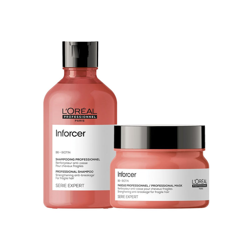 L'Oréal Professionnel Infocer Shampoo 300Ml & Hair Mask 250Gm Combo With B6 and Biotin For Breakage prone hair, Serie Expert (Pack Of 2) - red