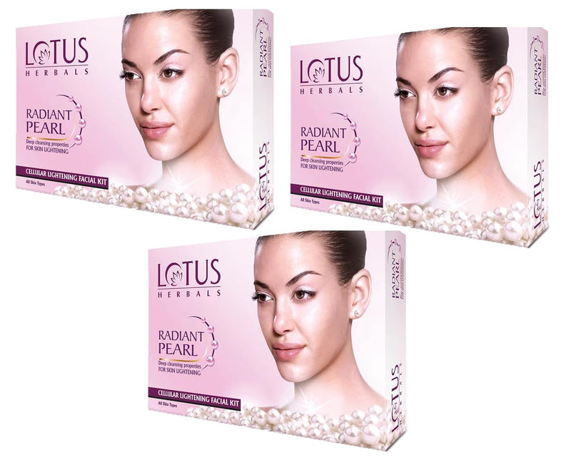 Lotus Herbals Radiant Pearl Cellular Lightening Facial Kit 37g ( Pack of 3 ) - green