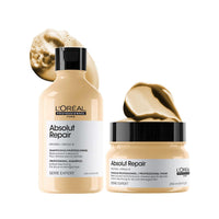 L'Oréal Professionnel Absolut Repair Shampoo & Mask for Dry & Damaged Hair - 300ml+250ml | Professional Routine for Strenghthening & Repairing Hair, Protein & Omega-9, For Men & Women