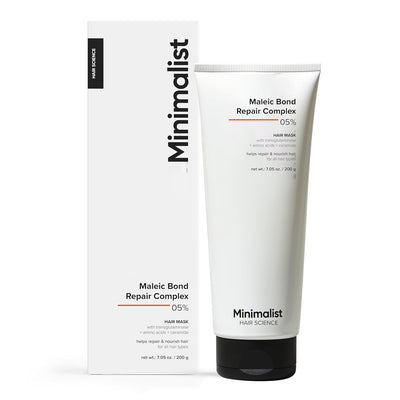 Minimalist Hair Mask For Frizzy Hair, Repairing Dry, Damaged & Dull Hair | Maleic Bond Repair Complex 05% with Transglutaminase, Amino Acids & Ceramides | For Damaged & Treated Hair | Controls Frizzy Hair | For Women & Men | 100 gm - red