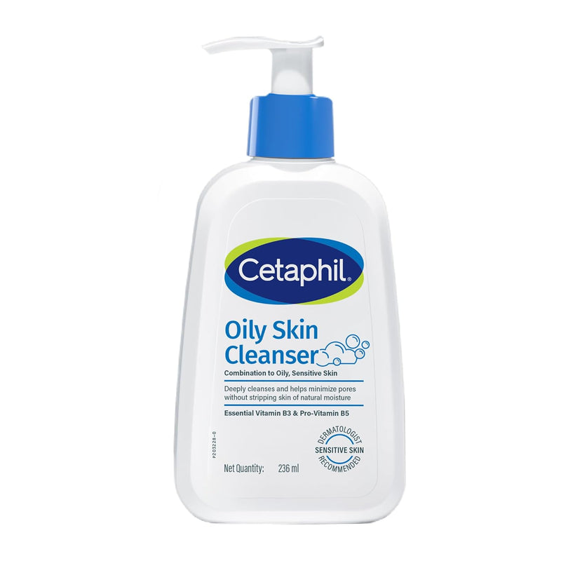 Cetaphil Oily Skin Cleanser, Daily Face Wash For Oily, Acne Prone Skin, Gentle Foaming, 236ML - black