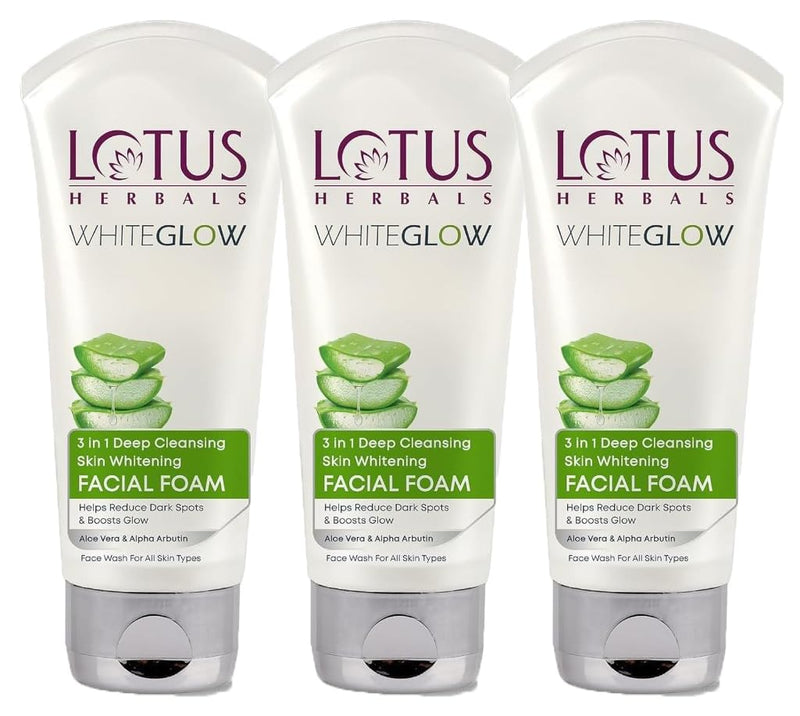 Lotus Herbals 3 in 1 Deep Cleansing Facial Foam 100g (Pack of 3) - red