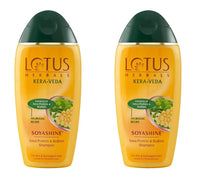 Lotus Herbals Kera-Veda Soyashine Soya Protein & Brahmi Shampoo | Preservative Free Shampoo | For All Hair Types | 200ml x Pack of 2