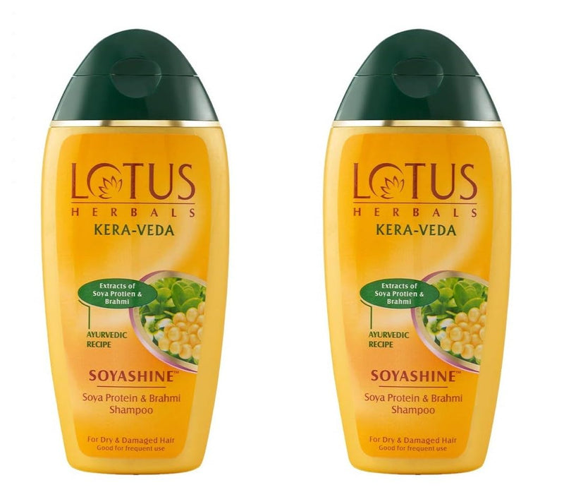 Lotus Herbals Kera-Veda Soyashine Soya Protein & Brahmi Shampoo | Preservative Free Shampoo | For All Hair Types | 200ml x Pack of 2 - Default Title