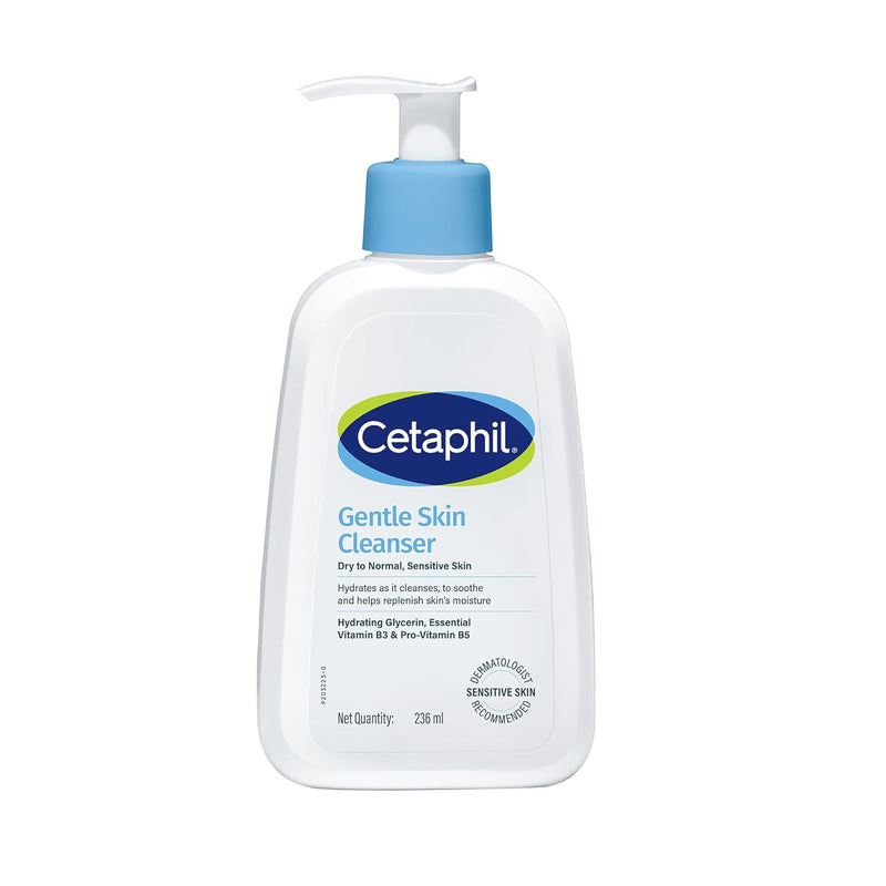 Cetaphil Gentle Skin Hydrating Face Wash 236ml, Paraben Free, Sulphate-Free Gentle Skin Hydrating Cleanser with Niacinamide, Vitamin B5 for Dry to Normal, Sensitive Skin - red