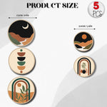 Boho Geometric Wall Art Set of 5 – Modern Abstract Round Prints with Moon, Sun, Arches, and Nature Designs – Minimalist Aesthetic Wall Decor for Living Room or Bedroom image 5 — view 5
