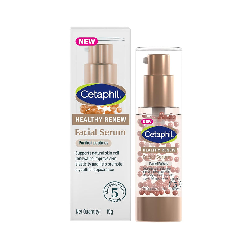 Cetaphil Healthy Renew Anti-Ageing Facial Serum 15 g – Peptide Powered Serum for Sensitive Skin, Helps Smooth Fine Lines & Hydrate - red