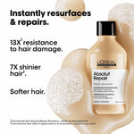 L'Oréal Professionnel Absolut Repair Shampoo for Dry & Damaged Hair - 300ml | Professional shampoo for Strengthening and Repairing Hair, With Protein & Omega-9, For Men & Women (Pack of 2) - red — view 1