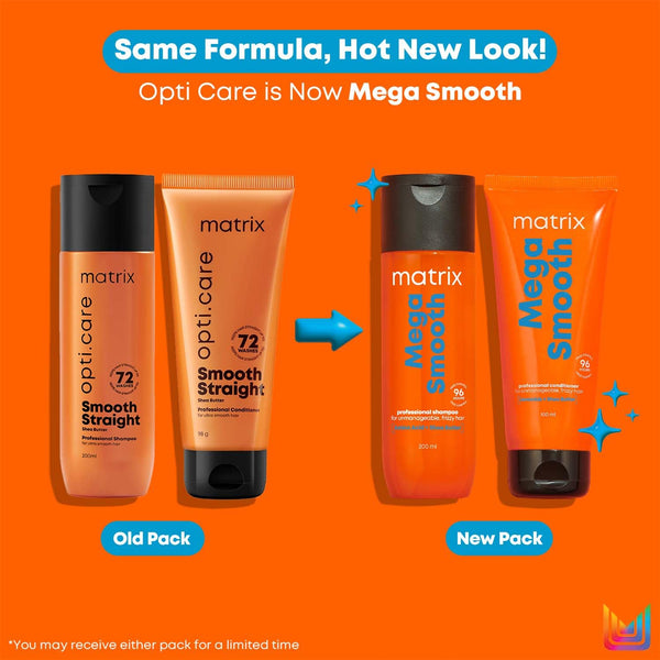 Matrix Mega Smooth Shampoo and Conditioner Combo with Shea Butter |Max Smoothness for 4 Days | Used by 1 Lakh Hairstylists* | For All Hair Types | Paraben Free image 2
