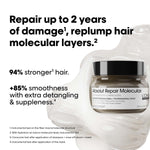 L'Oréal Professionnel Absolut Repair Molecular Deep Repairing Cream Mask for Damaged Hair - 250 ml | Repairs Very Damaged Hair and Restores Strength With 2% Peptides Bonder & 5 Amino Acids image 2 — view 2