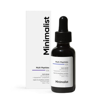 Minimalist Multi Peptide Night Face Serum for Ageless Younger Skin, 30 ml | Collagen Boosting, Hydrating & Overnight Repair Serum for Women & Men with 7% Matrixyl 3000 & 3% Bio-Placenta - red