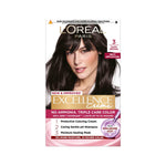 L'Oréal Paris Permanent Hair Colour, Radiant At-Home Hair Colour with up to 100% Grey Coverage, Pro-Keratin, Up to 8 Weeks of Colour, Excellence Crème, 3 Natural Darkest Brown, 72ml+100g - brown — view 1